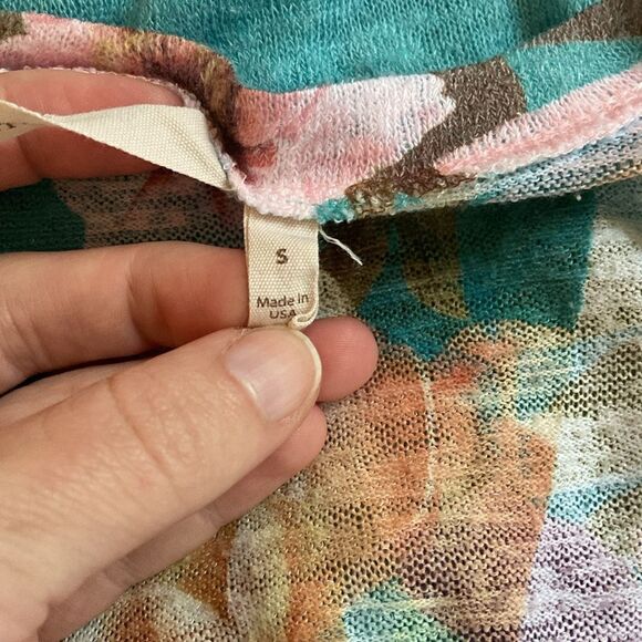 Soft Surroundings Turquoise Floral Print Lightweight Tunic Blouse Size Small - Picture 7 of 8